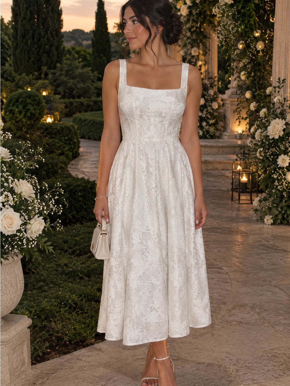 Show Me Your MuMu White Floral Jacquard Maxi Dress